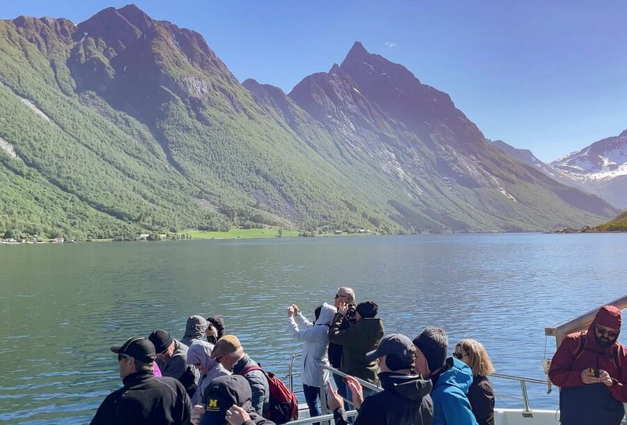 All About the Fjords, in one tour by boat & bus from Ålesund - Ljøen viewpoint and the wide fjord view