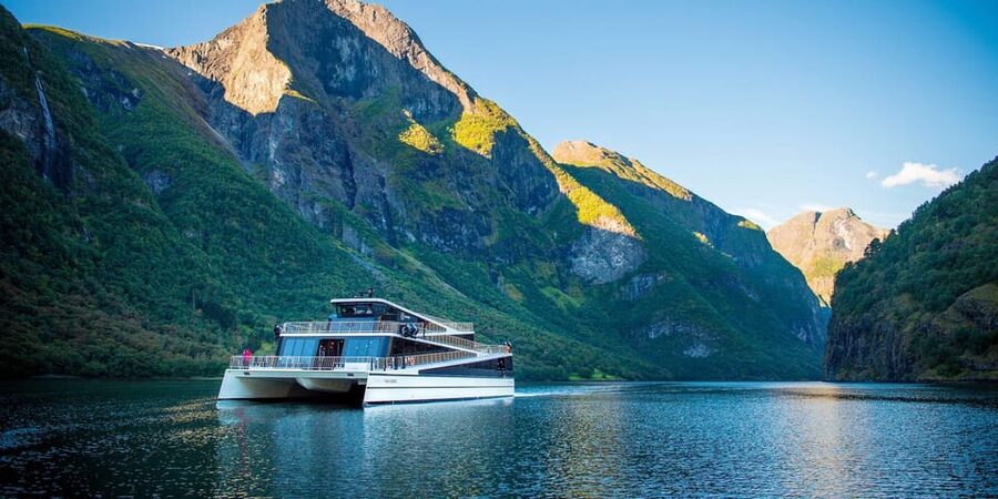 Bergen: Nærøyfjorden, Flåm, and Stegastein Guided Bus Tour - Gudvangen and the approach to Nærøyfjord