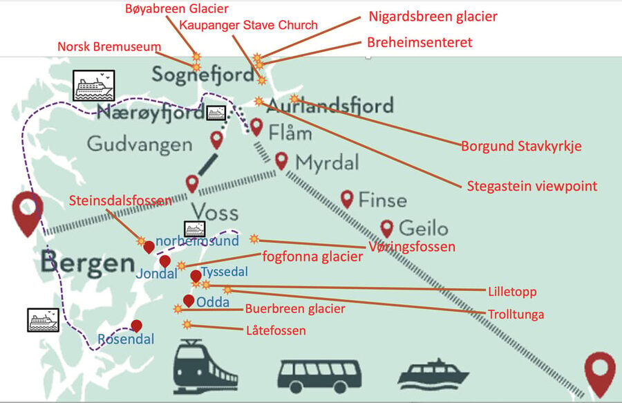 Flåm Flexible Tour with Stegastein, cruise and train include - Optional history and Viking stops