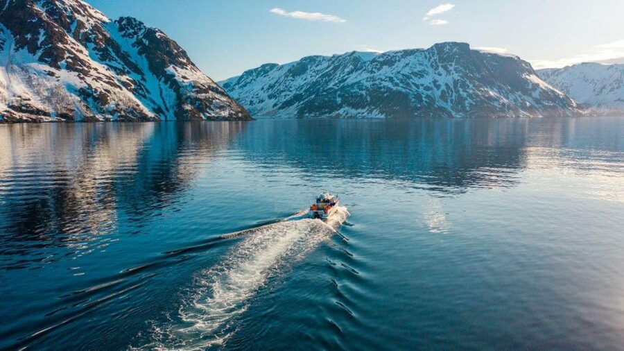 From Alta: Adventure Cruise in Alta Fjord - Leaving Fiskerihavna for Alta Fjord