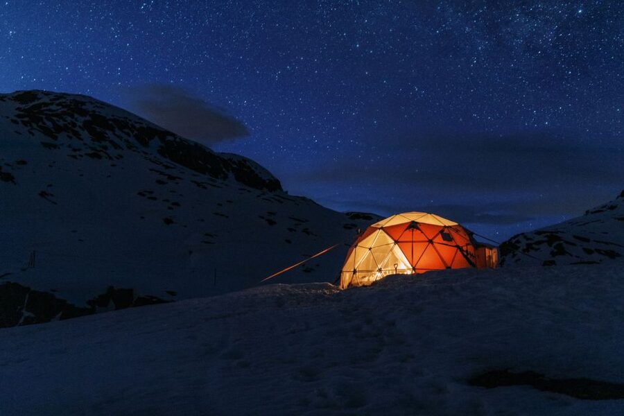 From Skjeggedal: Trolltunga Sunset Winter Overnight tour - Trolltunga at the close of day