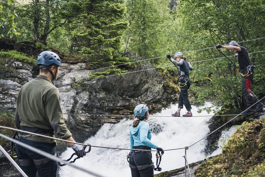 Geiranger: Zipline Park Experience - Crossing above Dynamite Waterfall