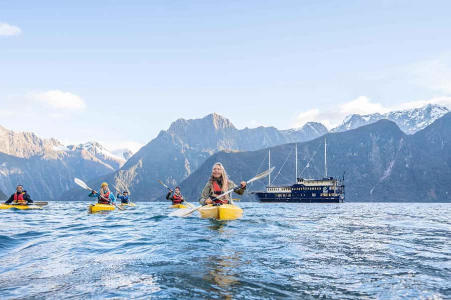 Milford Sound: Overnight Cruise with Water Activities - From the Milford wharf into the fiord