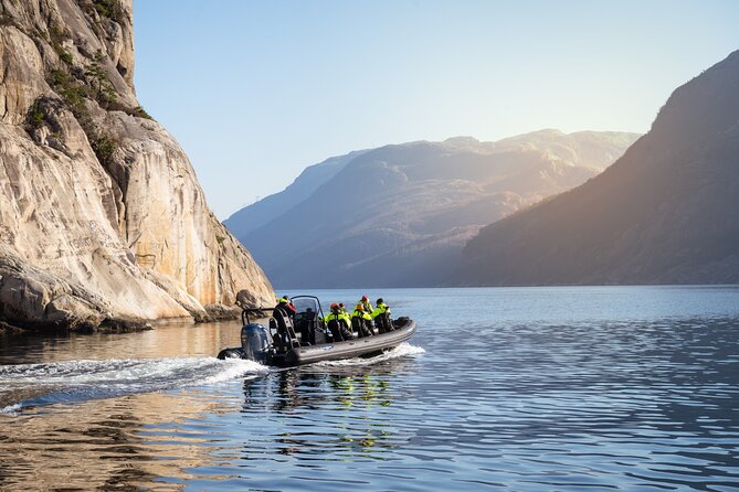 Rib adventure in the Lysefjord with boat house visit - What the RIB ride feels like