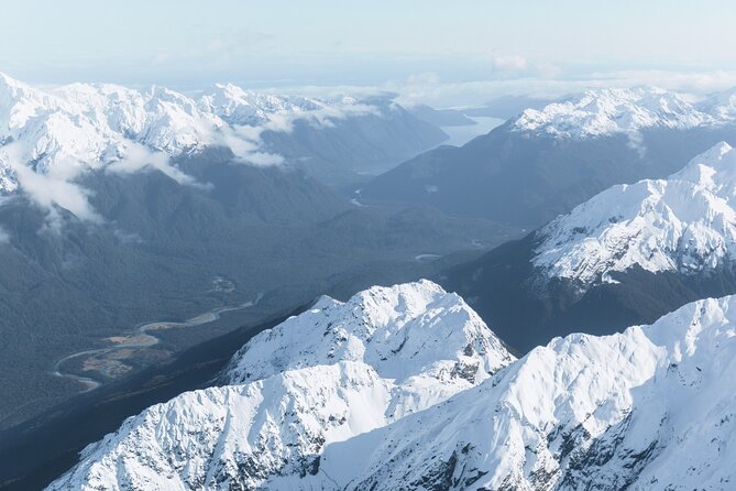 Scenic Flight Transfer to Queenstown from Milford Sound - Milford Sound from above: Mitre Peak and Bowen Falls