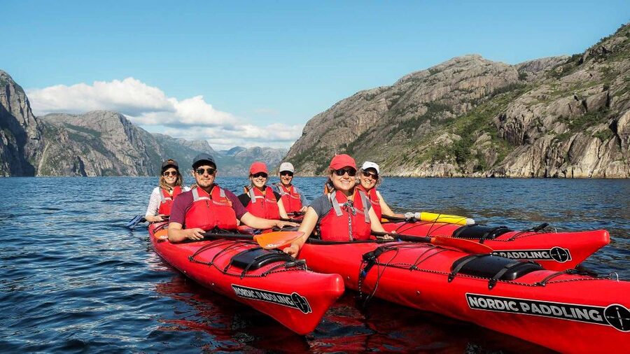 Stavanger: Lysefjord Kayak Safari (Waterfalls & Pulpit Rock) - Seeing Pulpit Rock from below